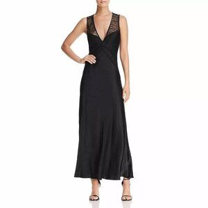 Donna Karan Womens Black Lace Full-length Maxi Slip Dress